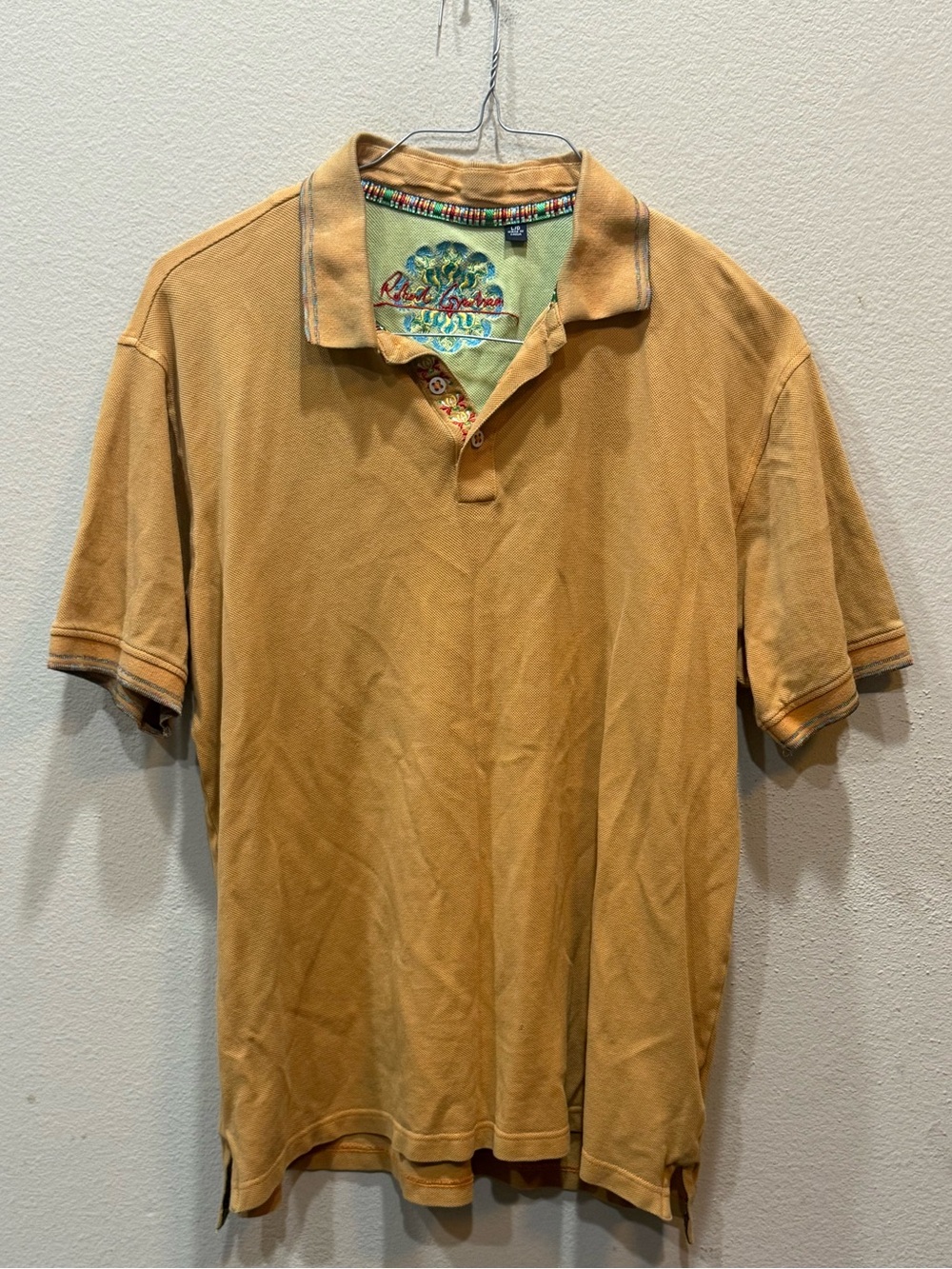 Robert Graham Tan Polo Shirt Size Lg Mens Embroidered Details